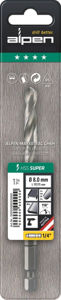 Alpen Pro Metaalboor 1/4&quot;
