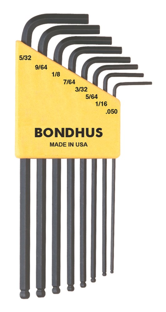 BONDHUS BLX8 Inbussleutelset kogelkop inch 8-dlg .050-5/32&quot;