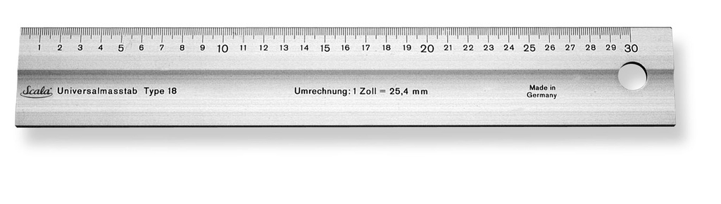 SCALA Lineaal 300mm,geanod. Alu zonder meetaanduiding