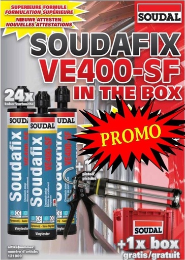 [121009] SOUDAL Soudafix ve400-sf in the box (24st) + pistool (promo)