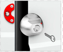 Disec Van locks 2 stuks gelijksluitend, hold open, noodkabel, ZWART, 4 SLEUTELS