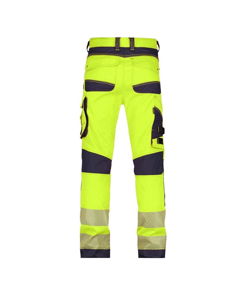 DASSY Aruba Stretch hoge zichtbaarheidsbroek met kniezakken fluogeel/marineblauw