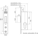 Nemef Cilinder insteek smaldeur kastslot, voorplaat RVS 24x150mm rechthoekig