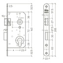 Litto Dag- en nacht cilinderslot, DM50mm, PC72mm, k
rukgat 8mm, voorplaat inox look gelakt, 205x2
2mm, afgerond, DR 1+3/2+4