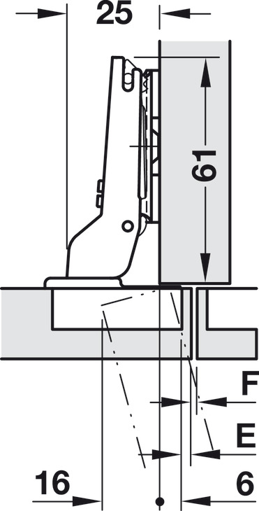 HAFELE Potscharnier, Häfele Metalla 510 A/SM 110°, tussenwandmontagetweezijdige