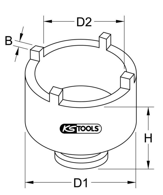 KS Tools 3/4"KM-kroonmoersleutel KM9, tappen uitwendig