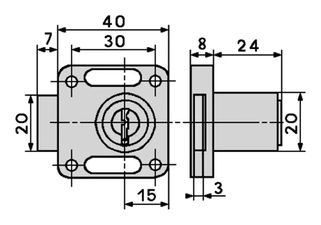 MEUBELSLOT VACHETTE 4464 VERNIKKELD / RECHTS  / VERSCHILLEND SLUITEND (doornmaat: 25mm)