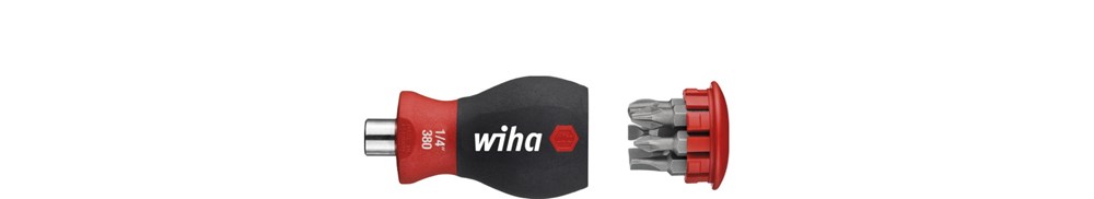 WIHA 3801-01 Schroevendraaier met bitmagazijn magnetisch Stubby 1/4''