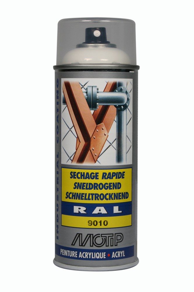 MOTIP Industrielak spuitbus 400ml ral 9010 zuiver wit hoogglans