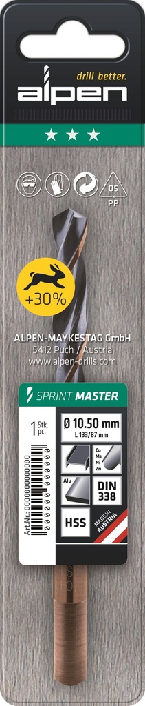 Alpen Sprint Master Afgedraaide metaalboor