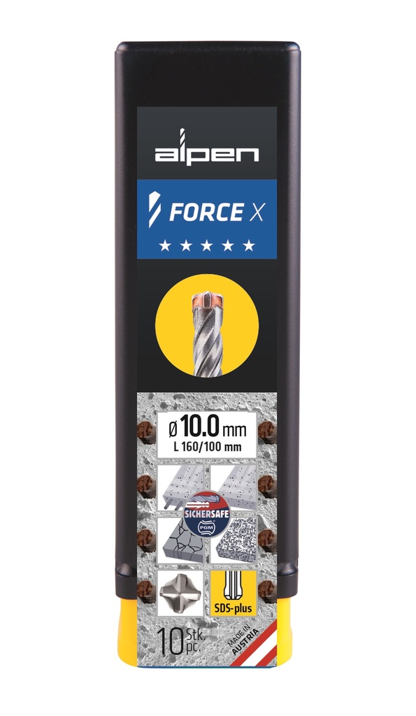 Alpen FORCE X SDS-plus 4snijder L=160/100 box