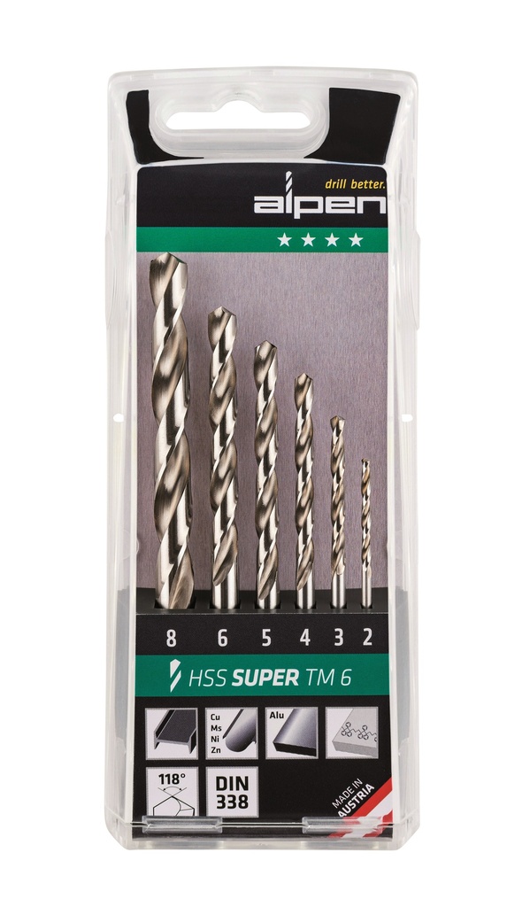 Alpen Set HSS Super metaalboor TM 6