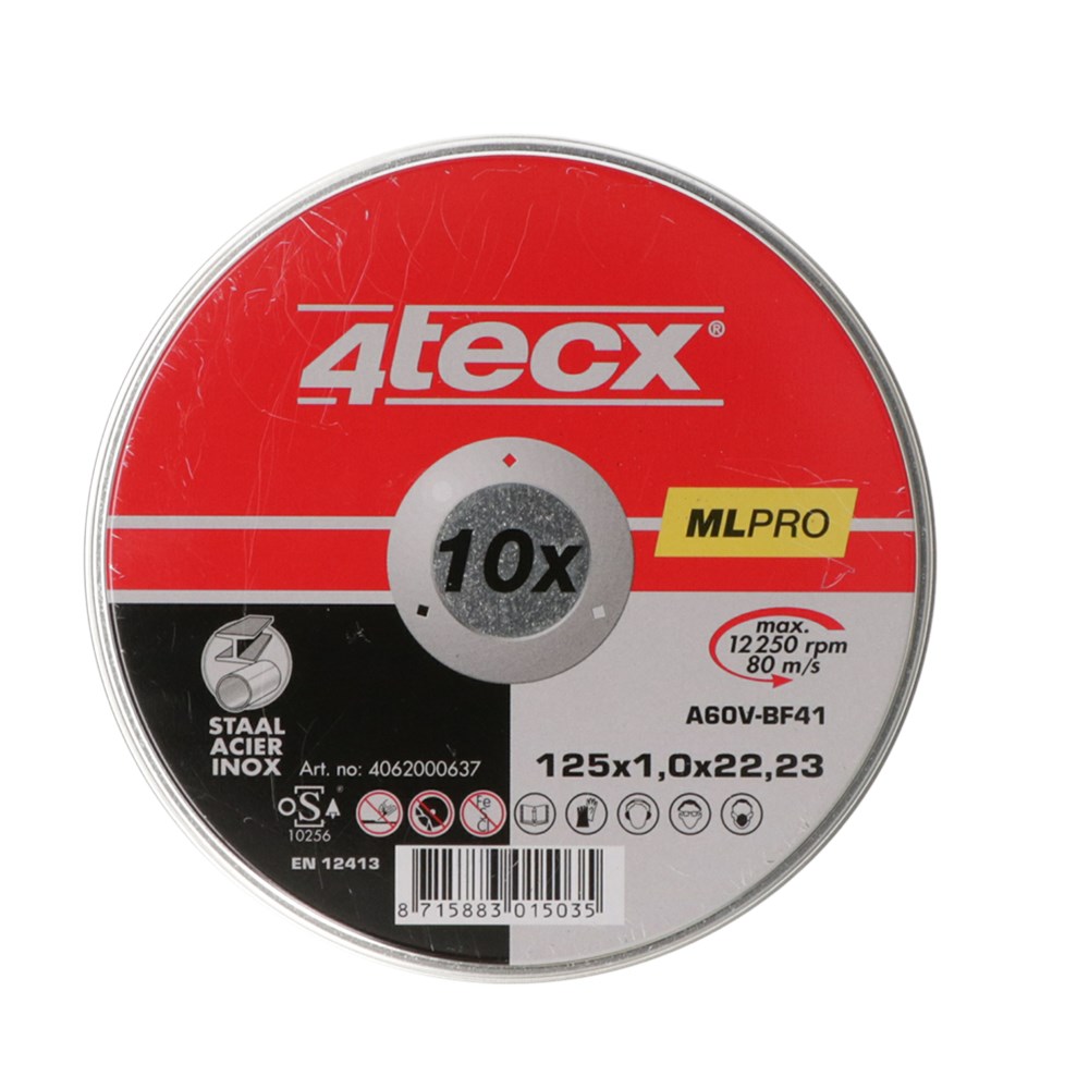 4TECX Snijschijf 125x1,0x22,2 staal & rvs 10st (promo)