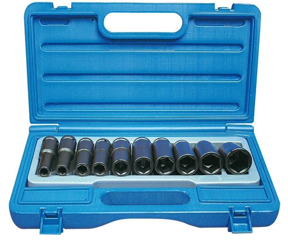Slagdoppenset 1/2" DIEP 10dlg (10,11,12,13,14,17,19,22,24,27MM)
