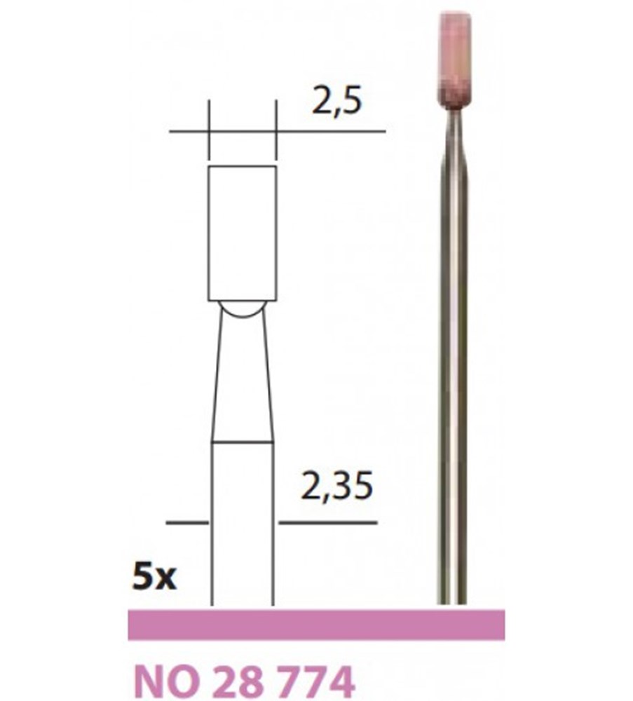 PROXXON Edelkorund slijpstiftenset, Cilinder, 5 st.
