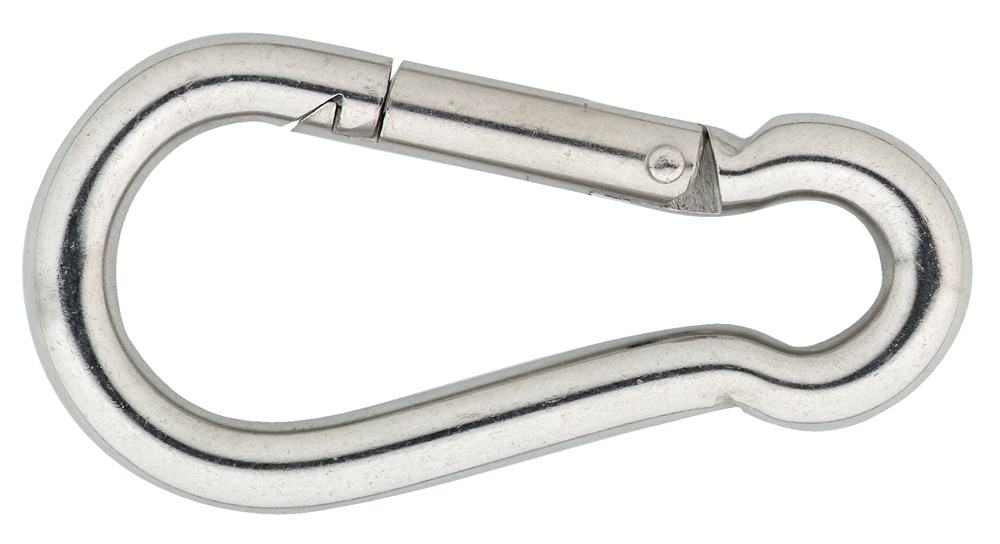 Karabijnhaak 100x10mm / RVS AISI 316 / 1 st. op kaart