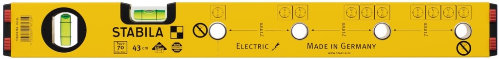 STABILA 70 Electric Waterpas met markeringsgaten voor inbouwdozen 43cm