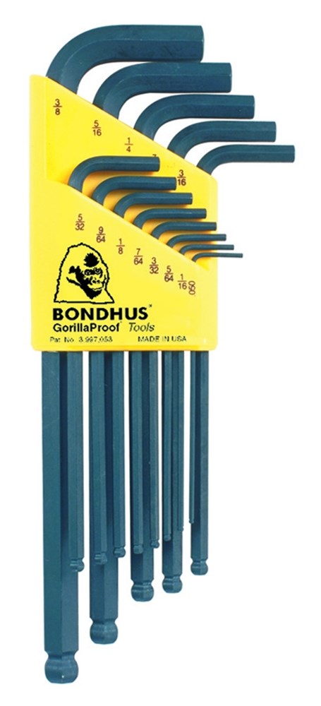 BONDHUS BLX13 Inbussleutelset kogelkop Inch 13-dlg .050-3/8&quot;