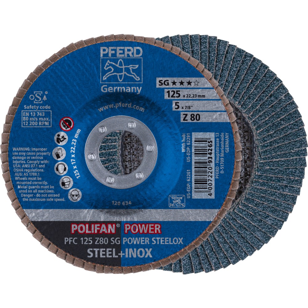 PFERD POLIFAN Lamellenschijf PFC 125 SG-power staal+rvs Z80 (10)