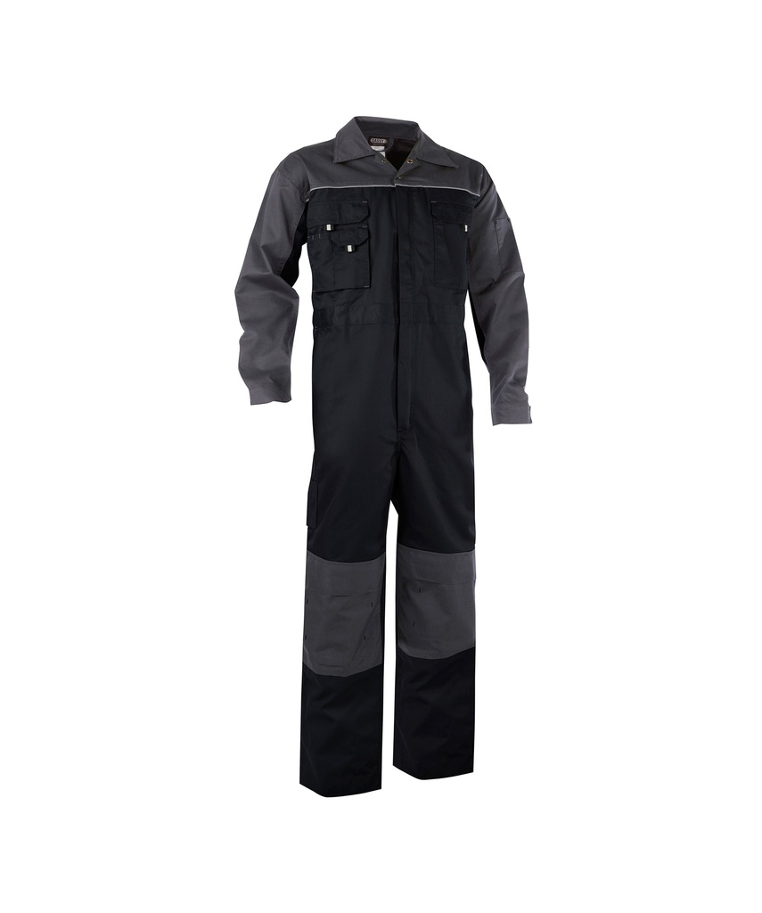 DASSY Cannes Tweekleurige overall met kniezakken zwart/cementgrijs