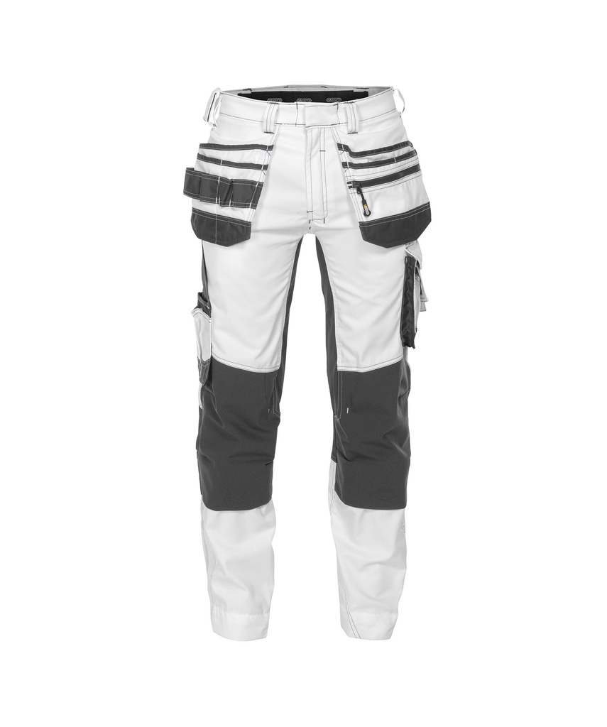DASSY Flux Painters Schildersbroek met stretch, holsterzakken en kniezakken wit/antracietgrijs