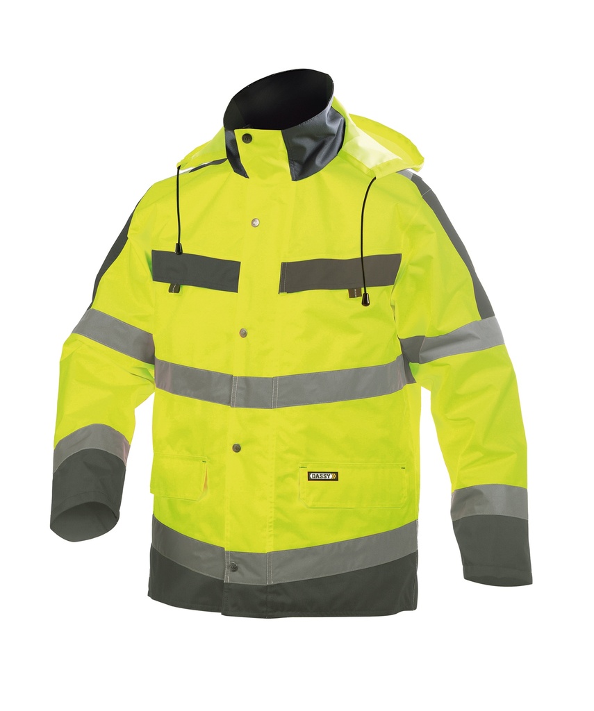 DASSY Atlantis Hoge zichtbaarheidsparka fluogeel/cementgrijs