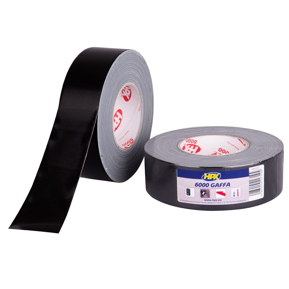 HPX Gaffer 6000 tape - zwart 50mm x 50m