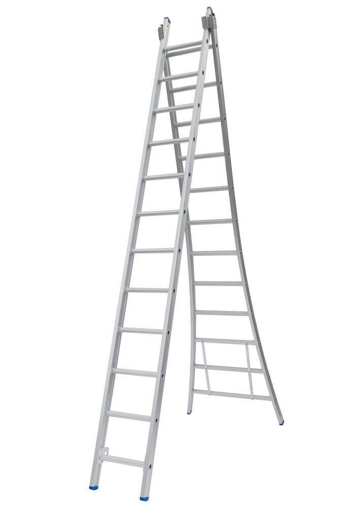 SOLIDE CRB Schuifladder met rechte voet & balk (2-delig)