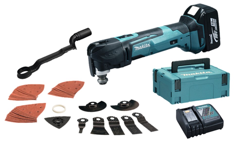 MAKITA DTM51RTJX2 Accu multitool LXT 18V  + 2x BL1850 + 1x DC18RC + Makpac + acc