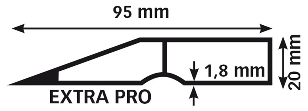 PREMIUM ALU Alu rij, trapezium profiel EXTRA PRO - 1,8 mm / 100 cm