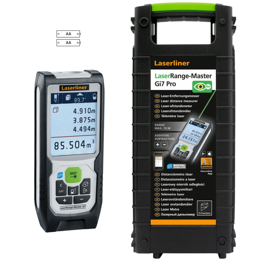 LASERLINER LaserRange-Master Gi7 Pro Hardbox (Green, 70m, BLE, 2DTilt)
