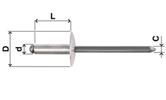 FAR blindklinknagel grote kop ALU 4.8x35x16 (500)