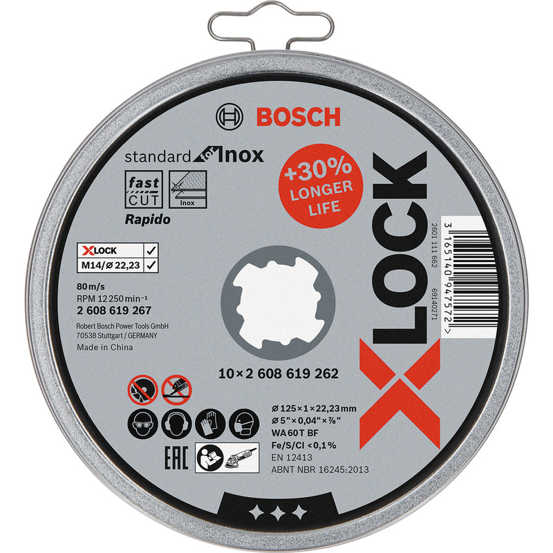 BOSCH XLK Snijschijven X-lock dss inox 10x125x1x22.23 (10st)