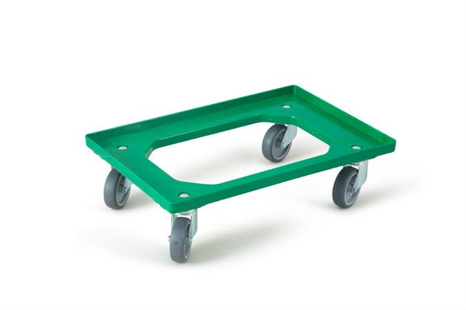 Euronorm transportkar 4 wielen rubber loopvlak voor bakken 600x400 mm