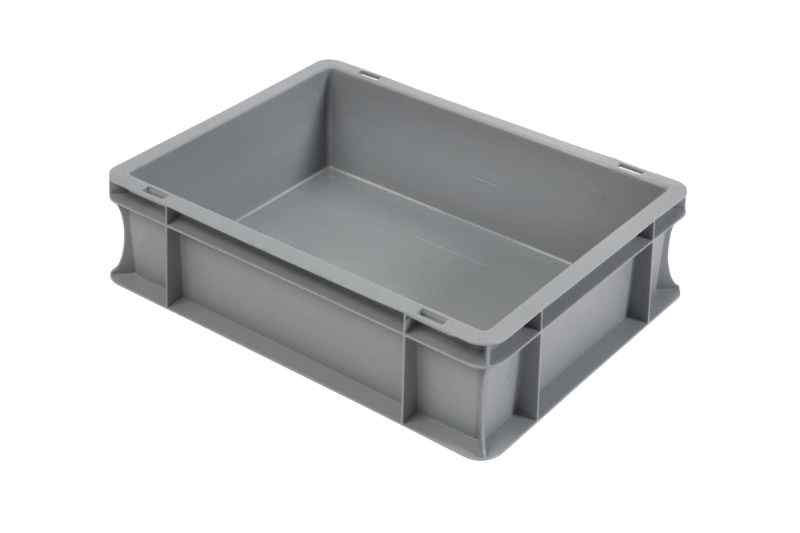 Stapelbare euronorm bak, 400x300x120, gesloten bodem en wanden, gesloten handgrepen