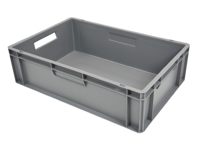 Stapelbare euronorm bak, 600x400x170mm, gesloten bodem en wanden, 2 open handgrepen