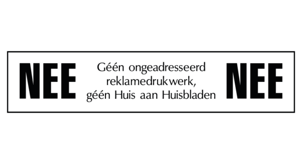 NEE/NEE reclame witte achtergrond/zwarte tekst zelfklevend