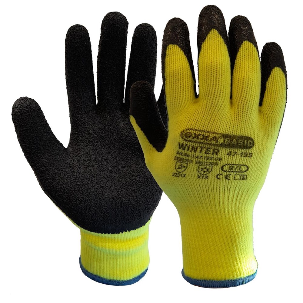 hanschoenen hs latex-winter zwart/geel hivis 10