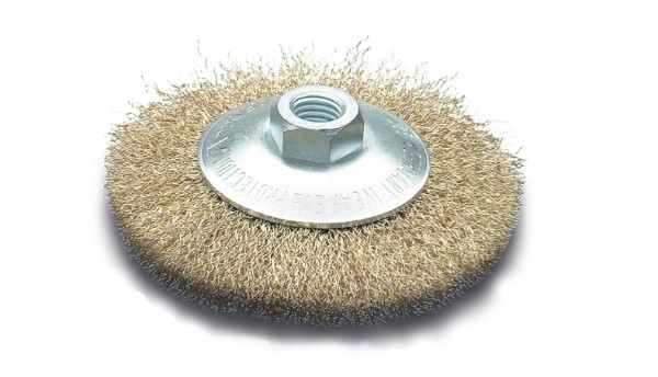 LESSMANN conische knoopborstel M14 staaldraad vermessingd 0,30 ø 100mm