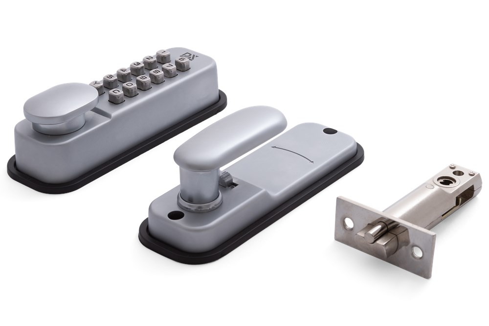 mechanisch codeslot / met inbouw nachtschoot & vastzetter / zeer eenvoudig herprogrammeerbaar / satijn verchroomd