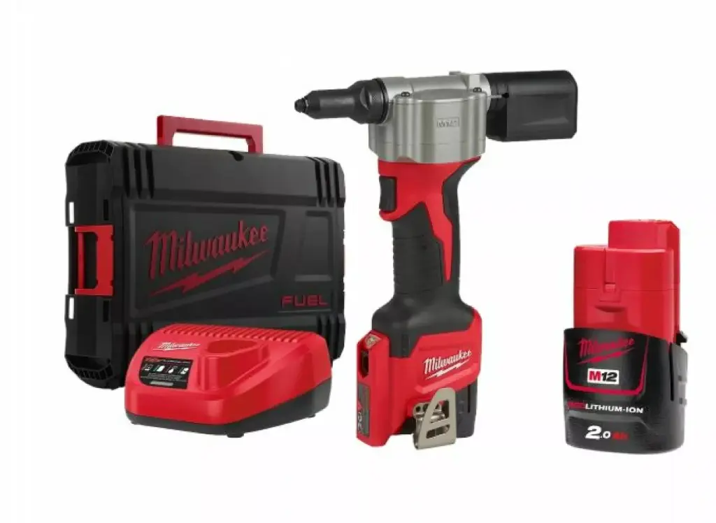 Milwaukee M12 BPRT-201X 12V Li-Ion accu Blindklinknagel set (1x 2,0Ah accu) in HD box - 9000N