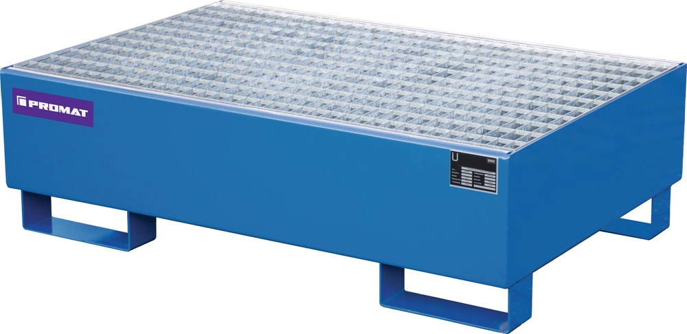 PROMAT opvangbak opvangvolume 215 l l1200xb800xh360mm plaatstaal m.tralierooster blauw