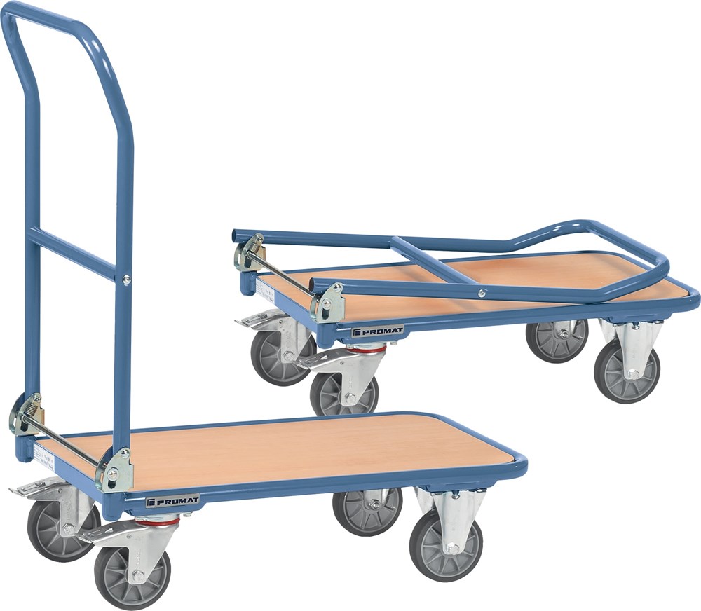 PROMAT platformwagen inklapbaar laadoppervlakken l720xb450mm stalen buis duifblauw, ral 5014 drgv 250kg