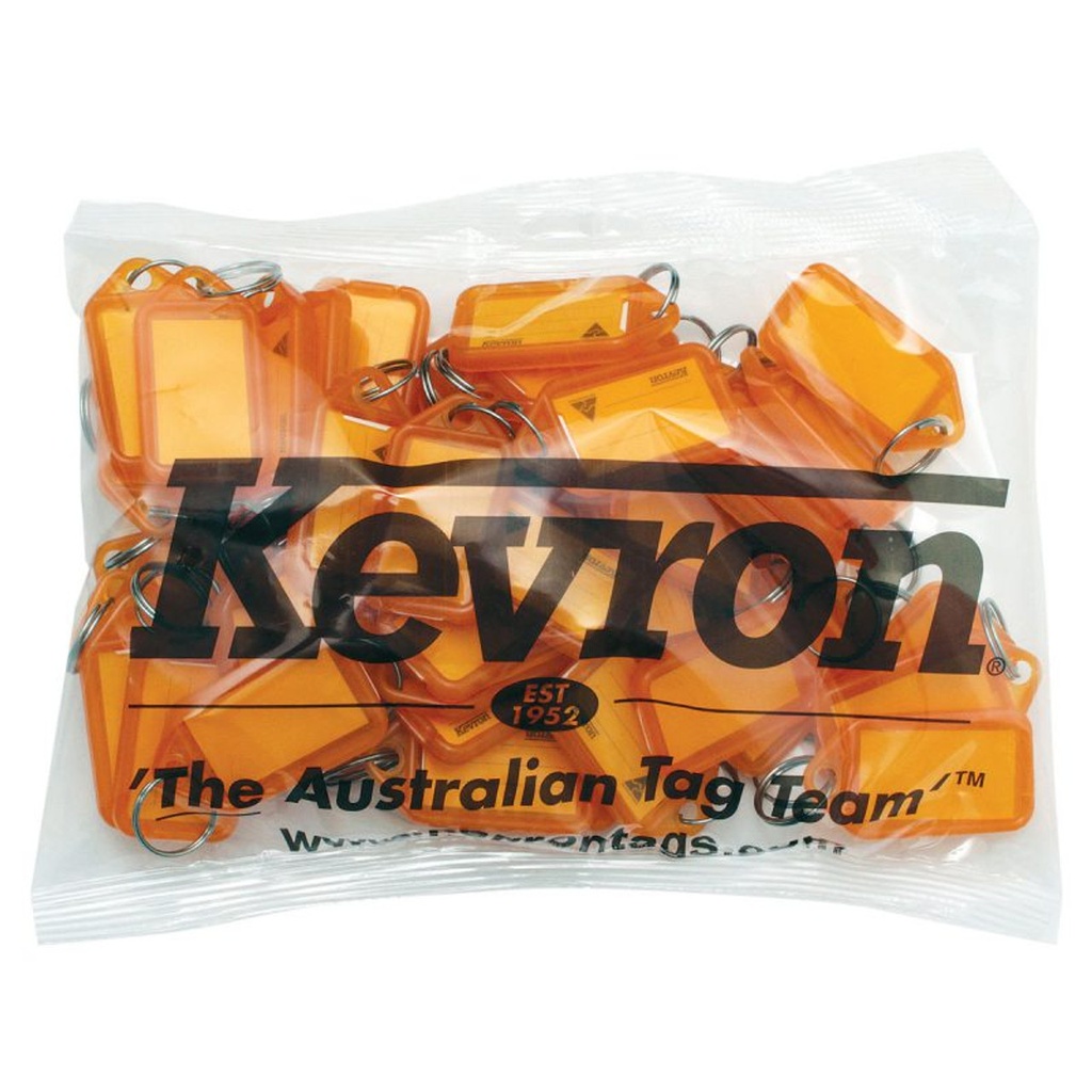 Kevron sleutellabel neon oranje 56x30mm (50stuks)