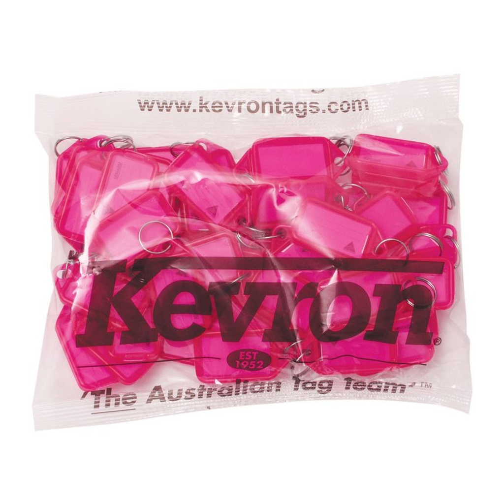 Kevron sleutellabel neon roze 56x30mm (50stuks)