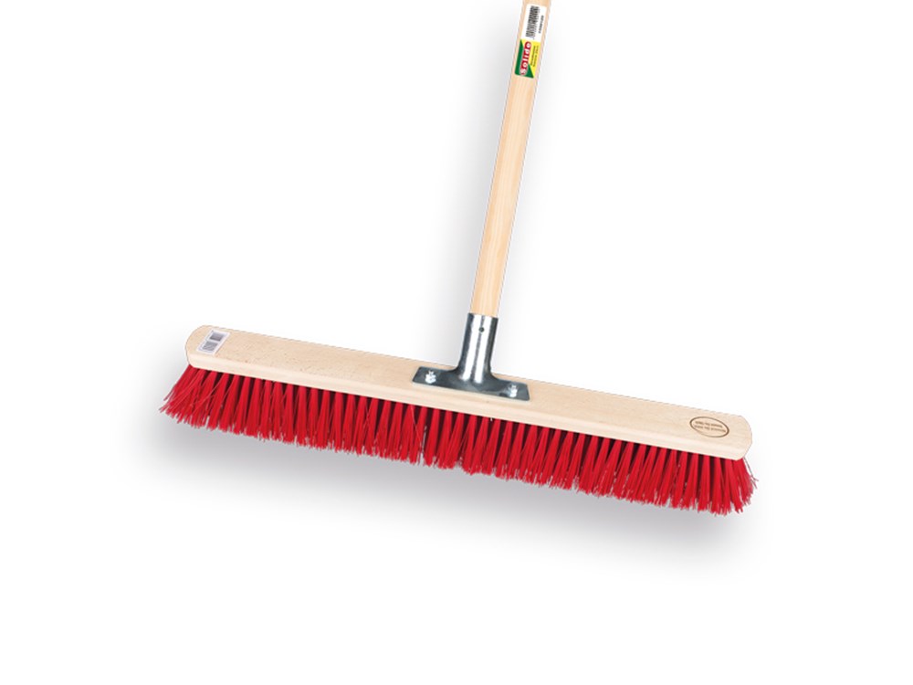 Solide stalbezem 60cm rood ppn met stokhouder ikapé 150x2,8cm