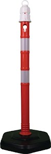 versperringspaal polypropyleen rood/wit d. 63 mm met zeskantvoet & oog
