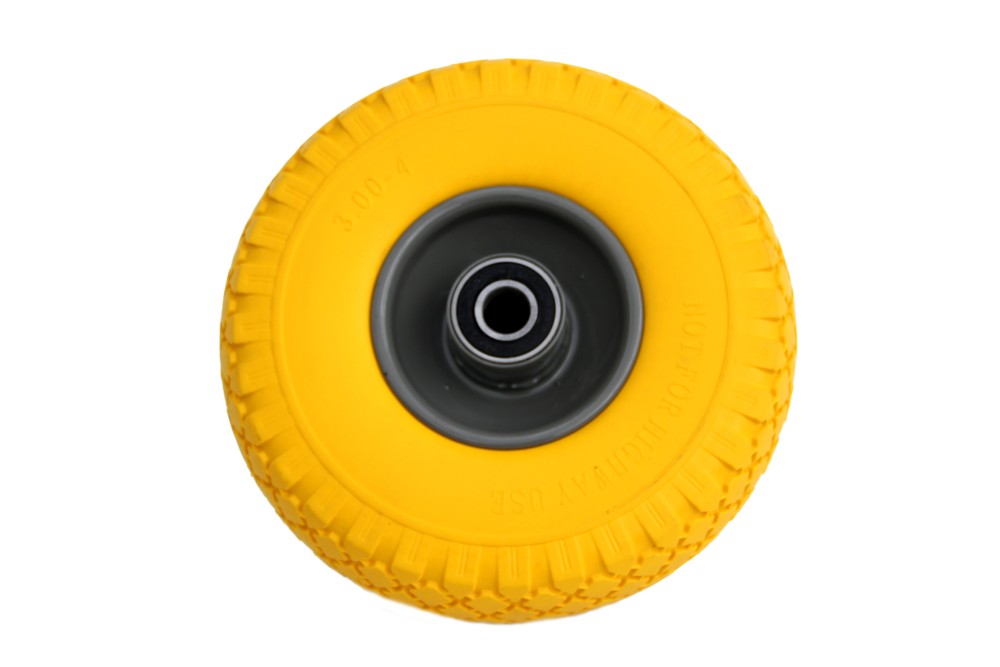 Zolderwagenwiel lekvrij/vol 3.00-4 metaalvelg (as: 20mm) (geel/grijs)
