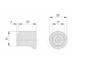 CISA KNOP ROND 25MM, ALU ZWART