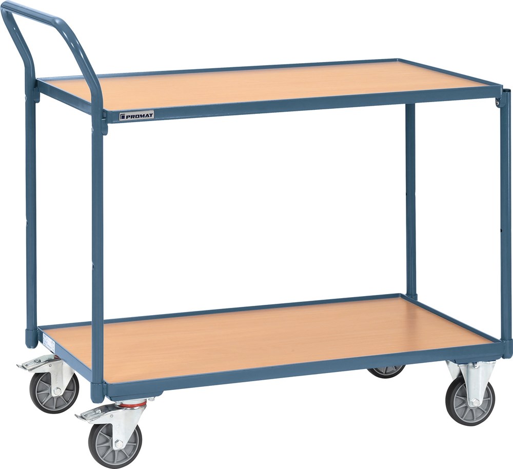 Tafelwagen 2 laadvlakken L1000xB600mm duifblauw, RAL 5014 drgverm.300 kg schuifbeugel verticaal